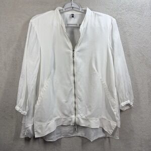 European Culture Lightweight Jacket Top Women's L Full Zip Sustainable Natural